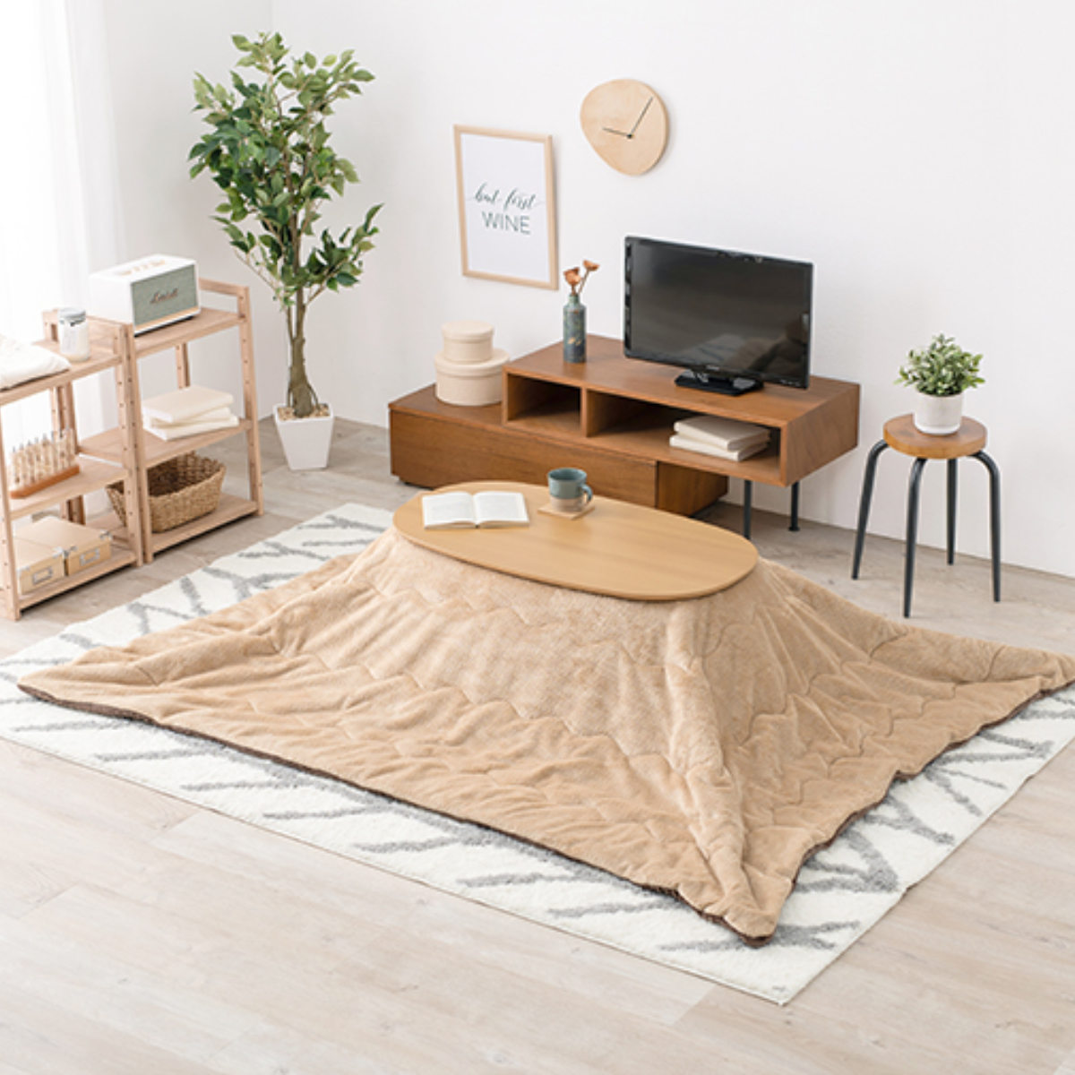 HAGiHARA（萩原） こたつ2点セット テーブル ホワイトウォッシュ