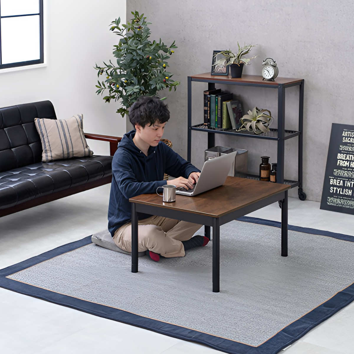 HAGiHARA（萩原） こたつ2点セット テーブル 幅75cm ダークブラウン