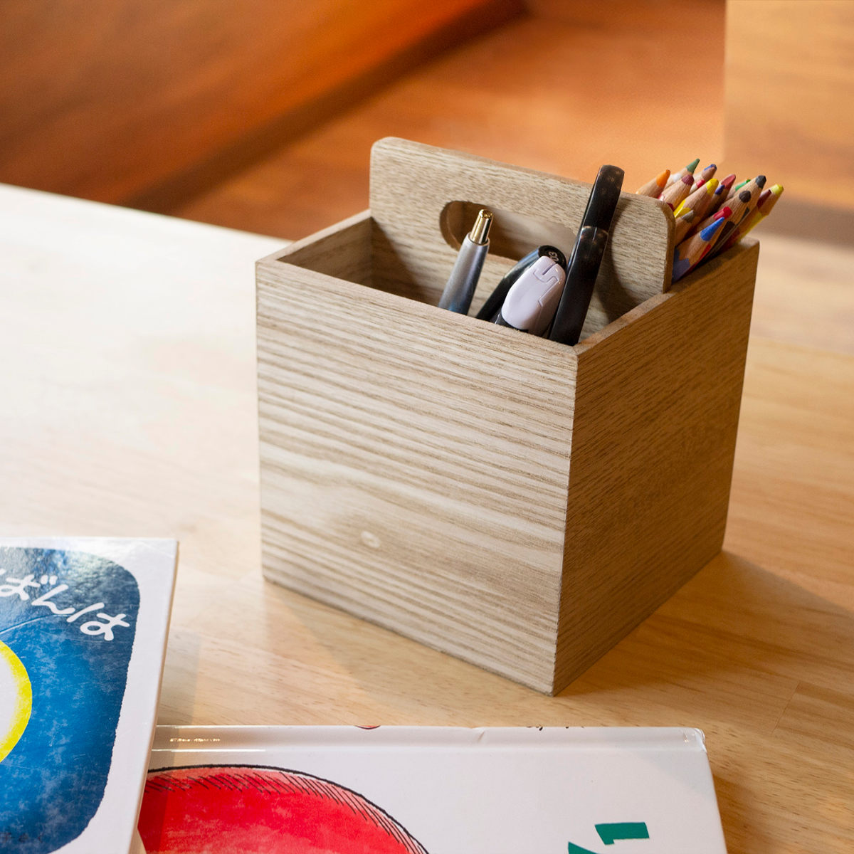 小物収納 リーニエ MDF 持ち手付き仕切りボックス （ リモコン 収納