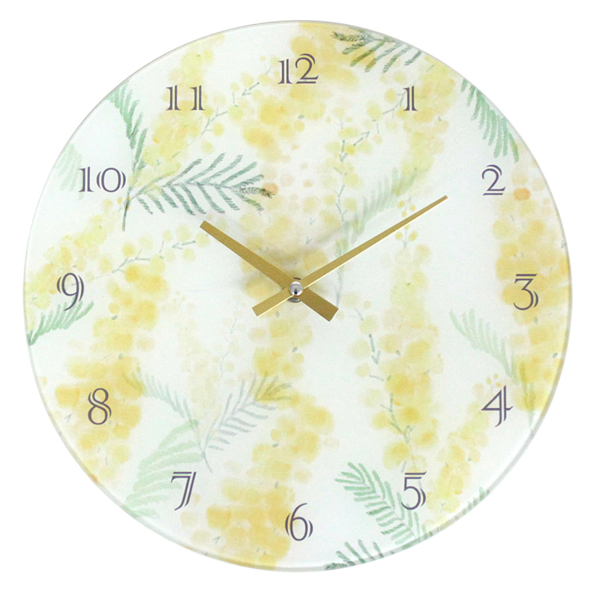 掛け時計 ボタニカルガラスウォールクロック 直径30cm 電池式 （ 時計