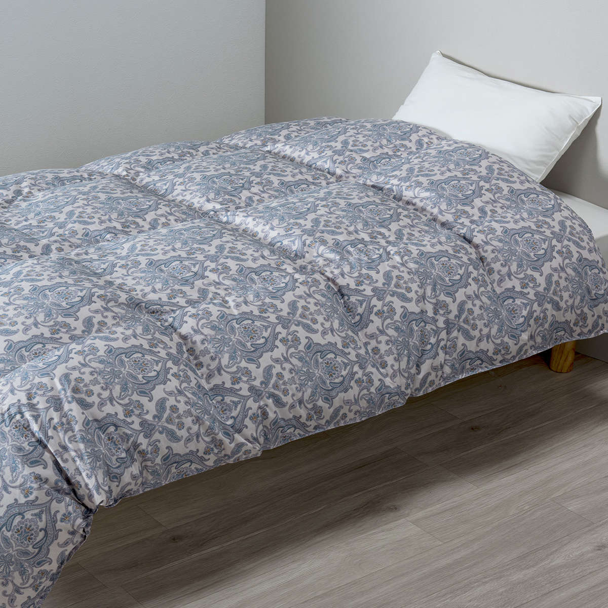 西川 羽毛布団 グースダウン90％ ダマスク柄 シングルロング スリー