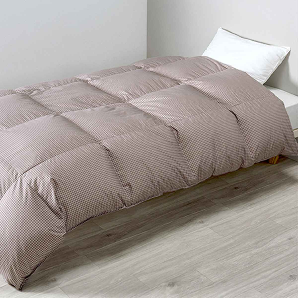 西川 羽毛布団 ホワイトダックダウン90％ 千鳥格子 スリーピュア 日本