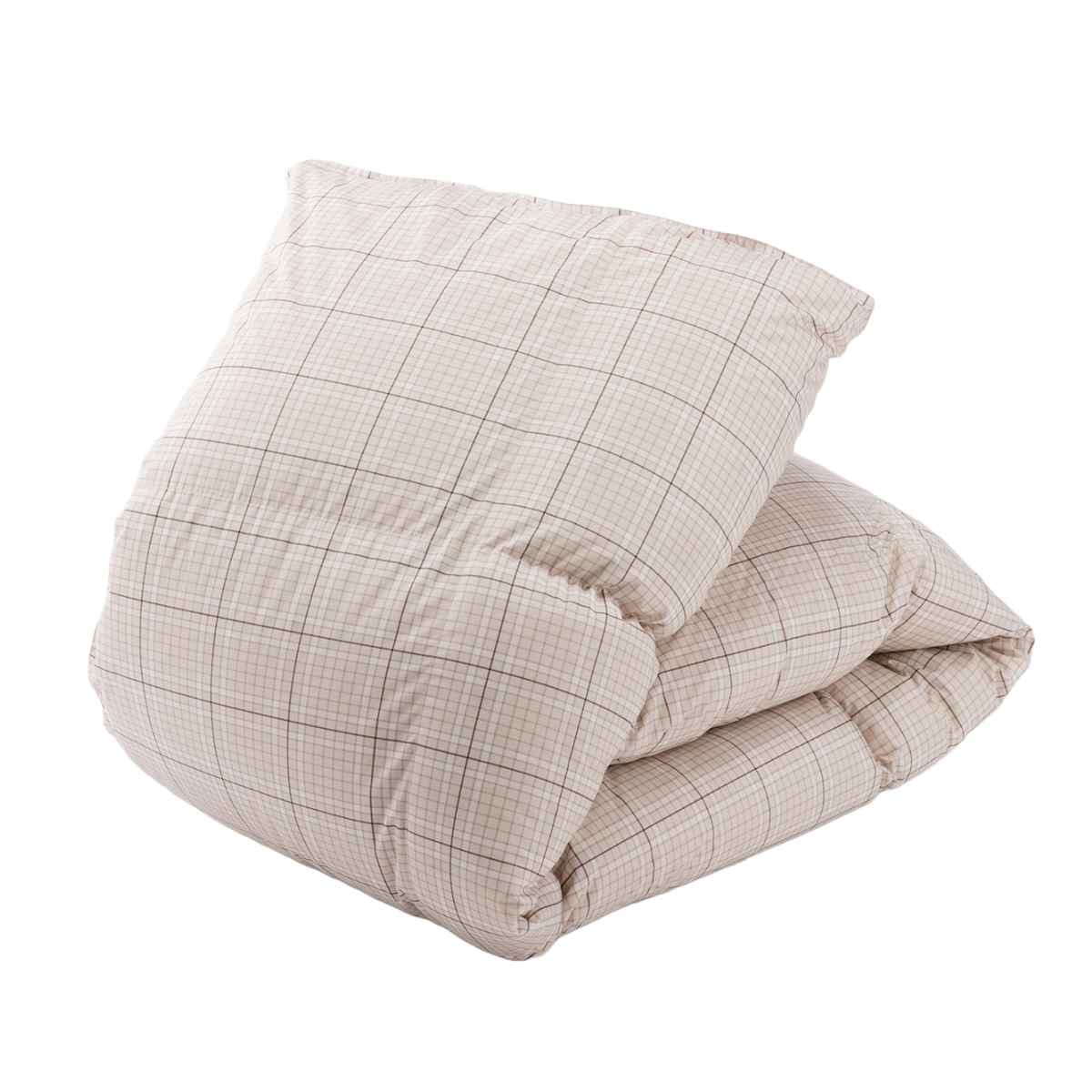 西川 羽毛布団 ホワイトダックダウン85％ チェック柄 シングルロング