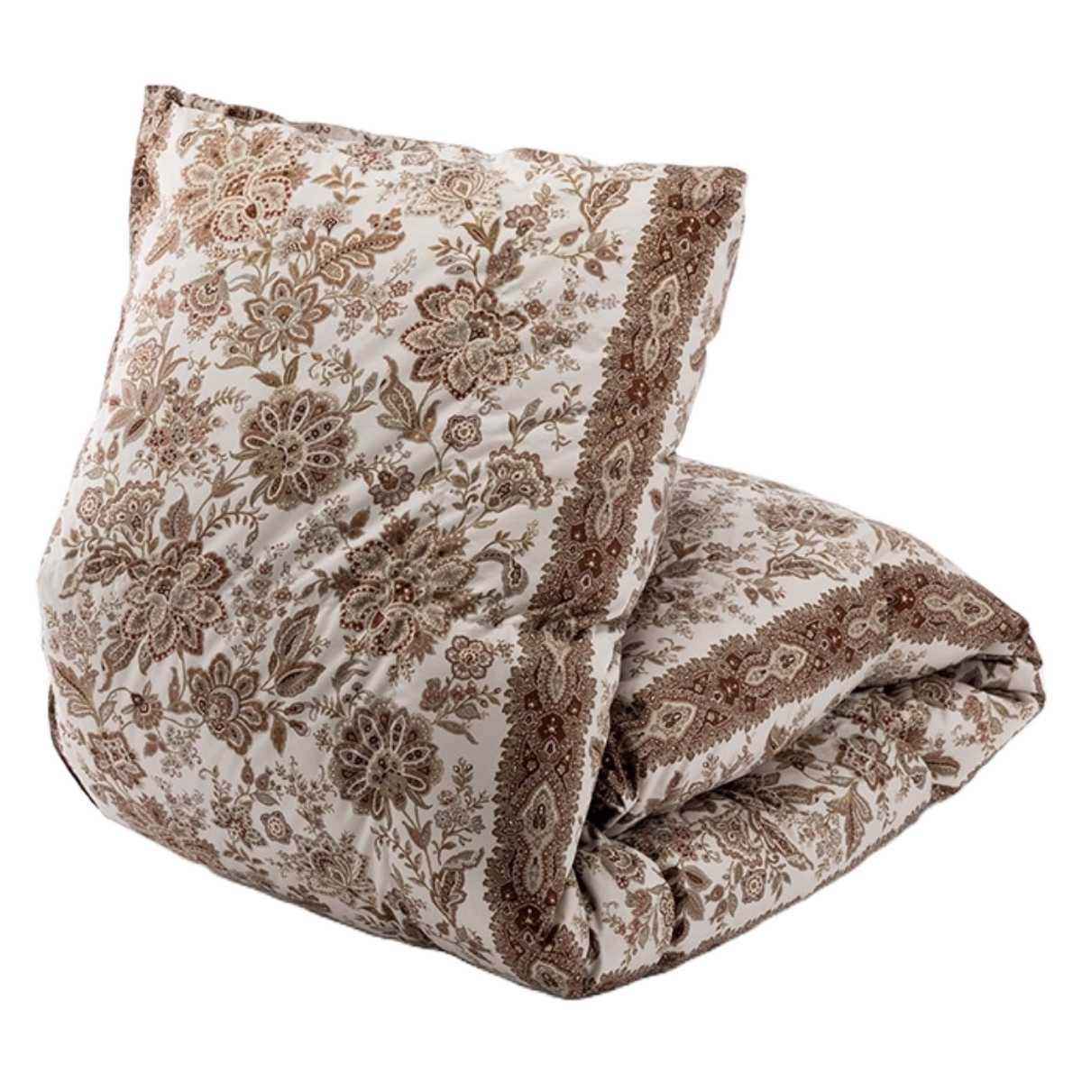 西川 羽毛布団 ホワイトグースダウン90％ ボタニカル柄 シングルロング