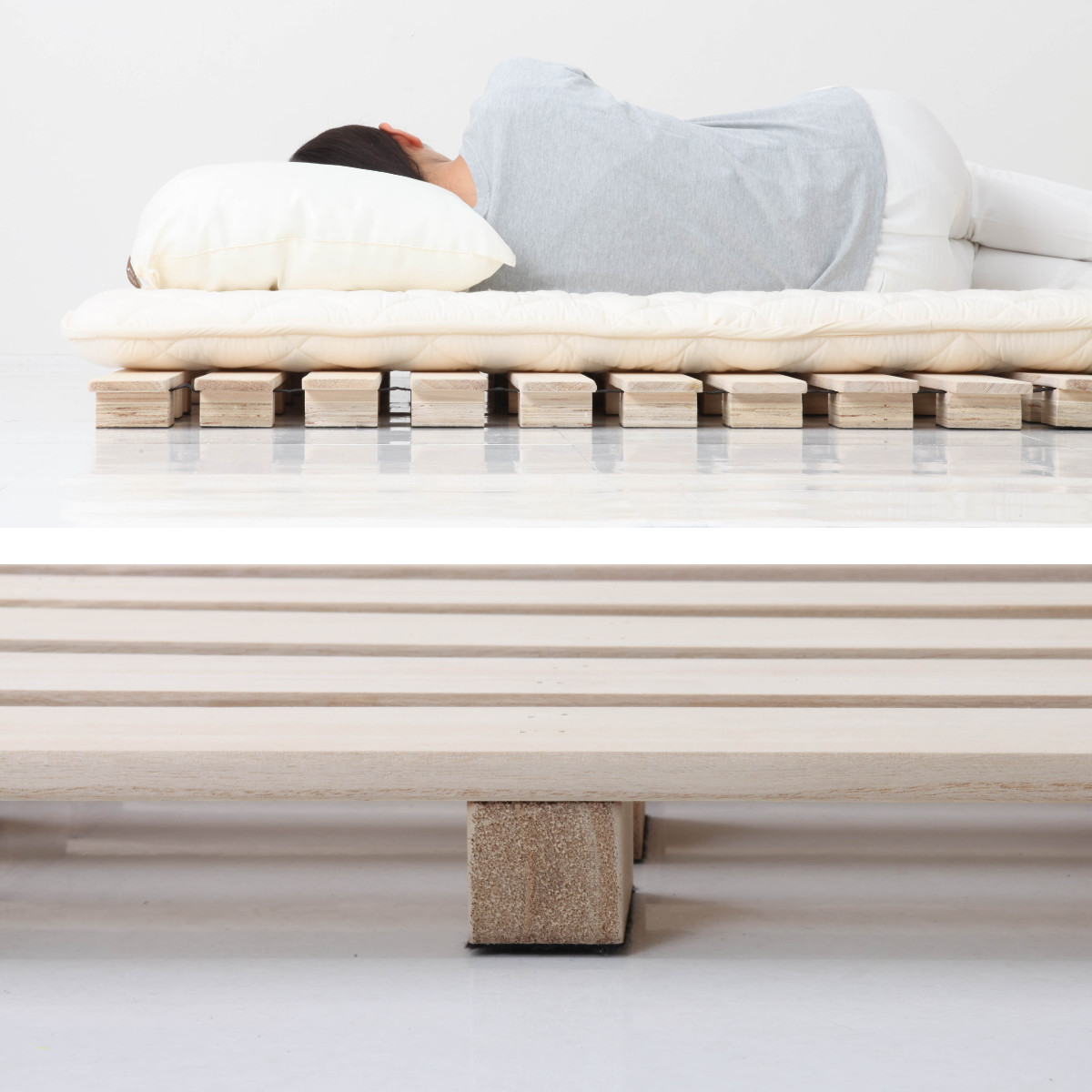 桐ロールすのこ シングル 床面高5cm 簡単収納 （ すのこ マット 桐