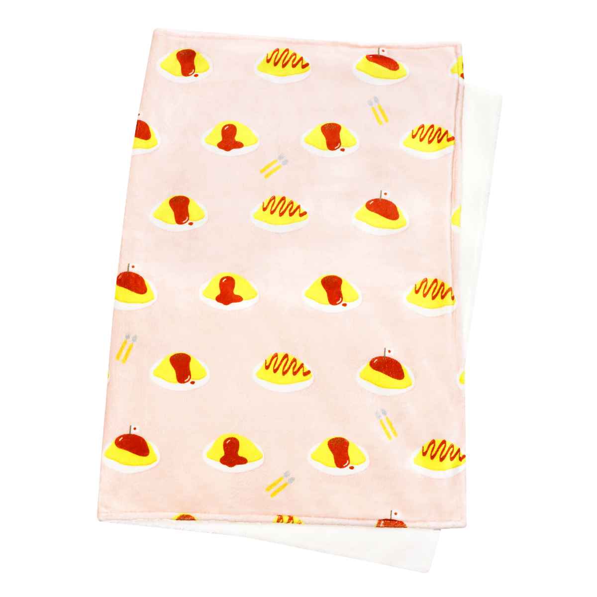 ブランケット 食べ物 オムライス 70x100cm フランネル 裏ボア （ 毛布