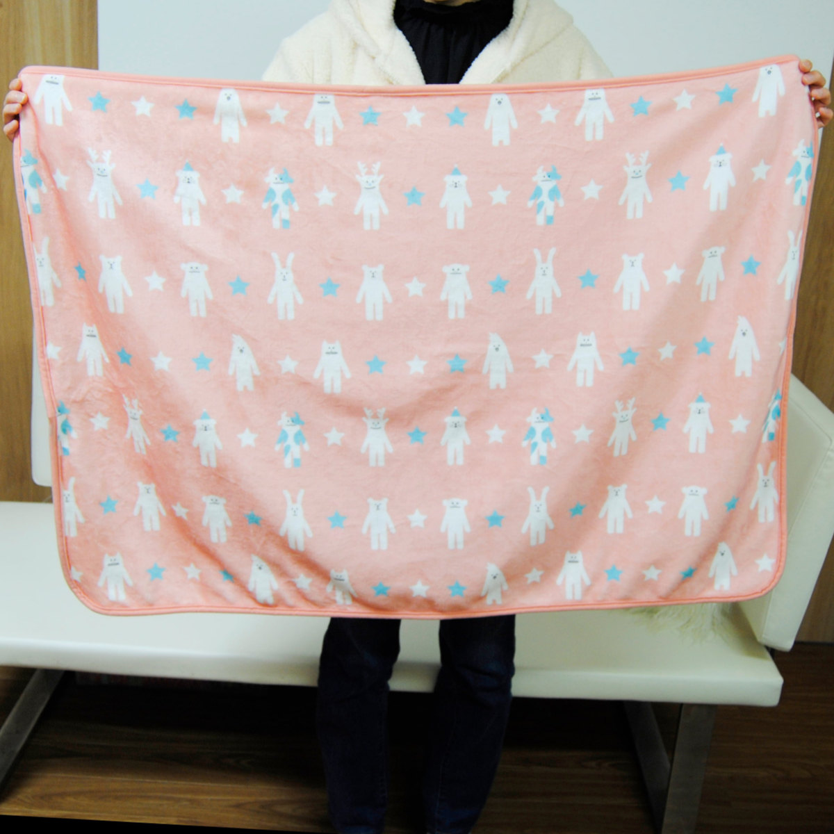 ブランケット 動物 きょうりゅう 70x100cm フランネル 裏ボア
