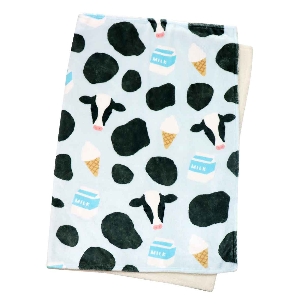 ブランケット 動物 ウシ 70x100cm フランネル 裏ボア （ 毛布 ひざ掛け