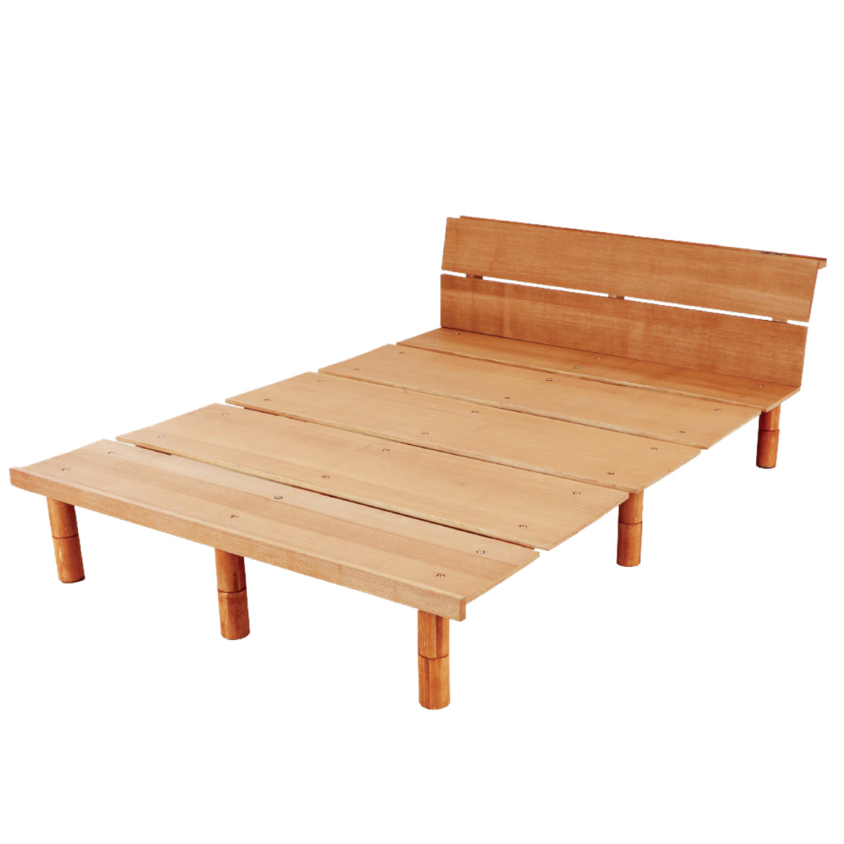 幅広すのこベッド セミダブル 宮棚 2口コンセント付 高さ調整可