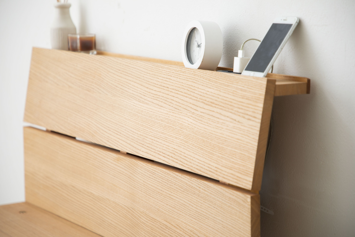 幅広すのこベッド セミダブル 宮棚 2口コンセント付 高さ調整可