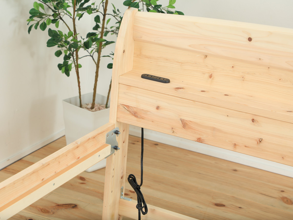 すのこベッド シングル 国産ひのき 宮棚 2口コンセント付 6本脚 日本製