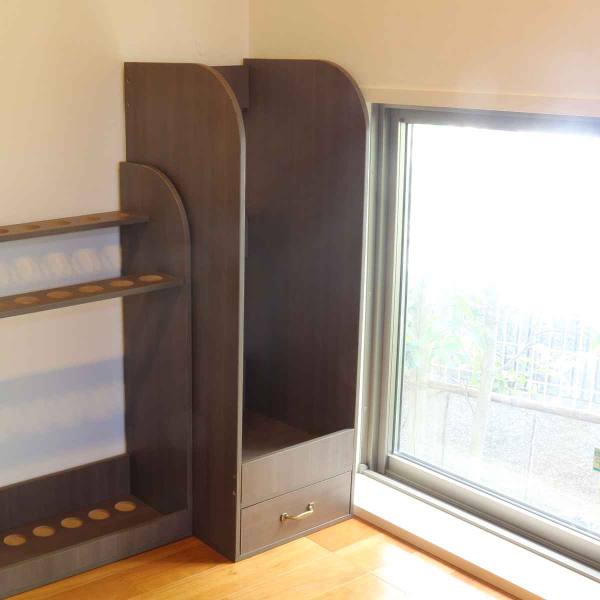 OSMAC ゴルフバッグスタンド 木製 引出し付 約幅35cm （ ゴルフバッグ