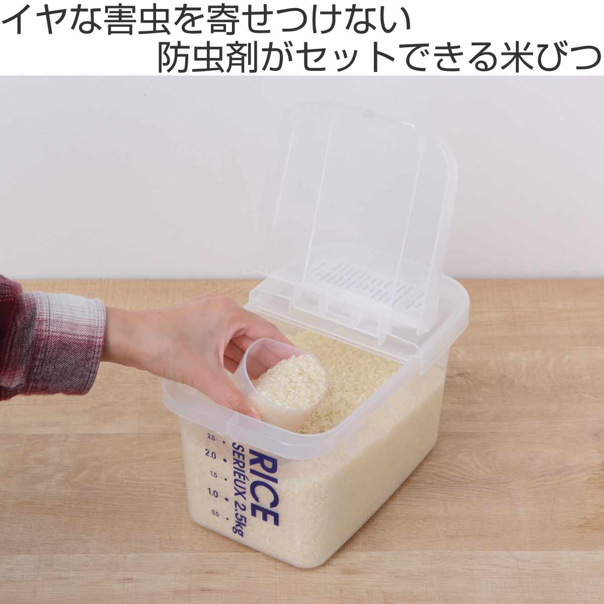 スケーター 米びつ 防虫米びつ 2kg用 セリュー （ 2kg 計量カップ付き