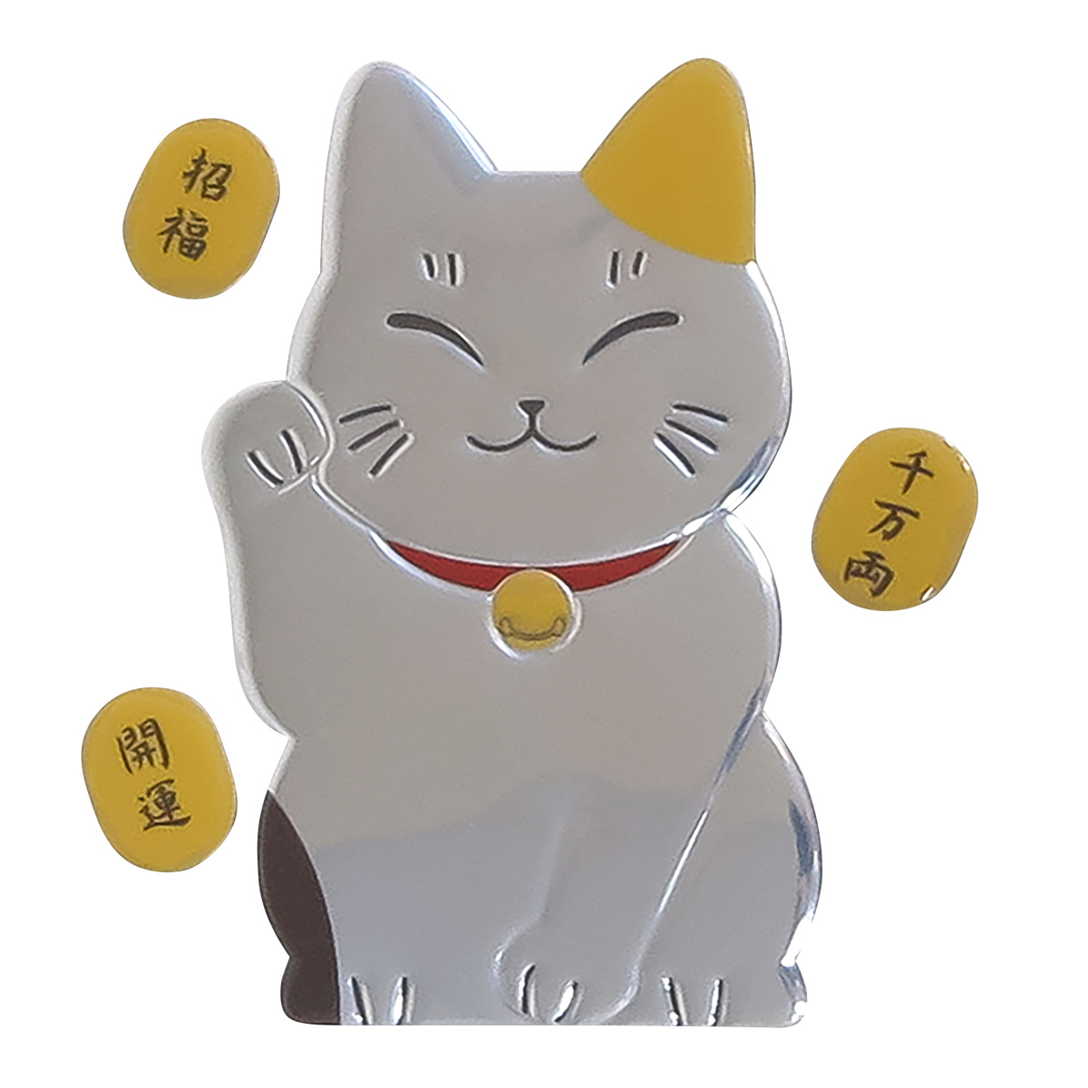 明邦 エンブレムステッカー 招き猫 銀 車 カー用品 シール