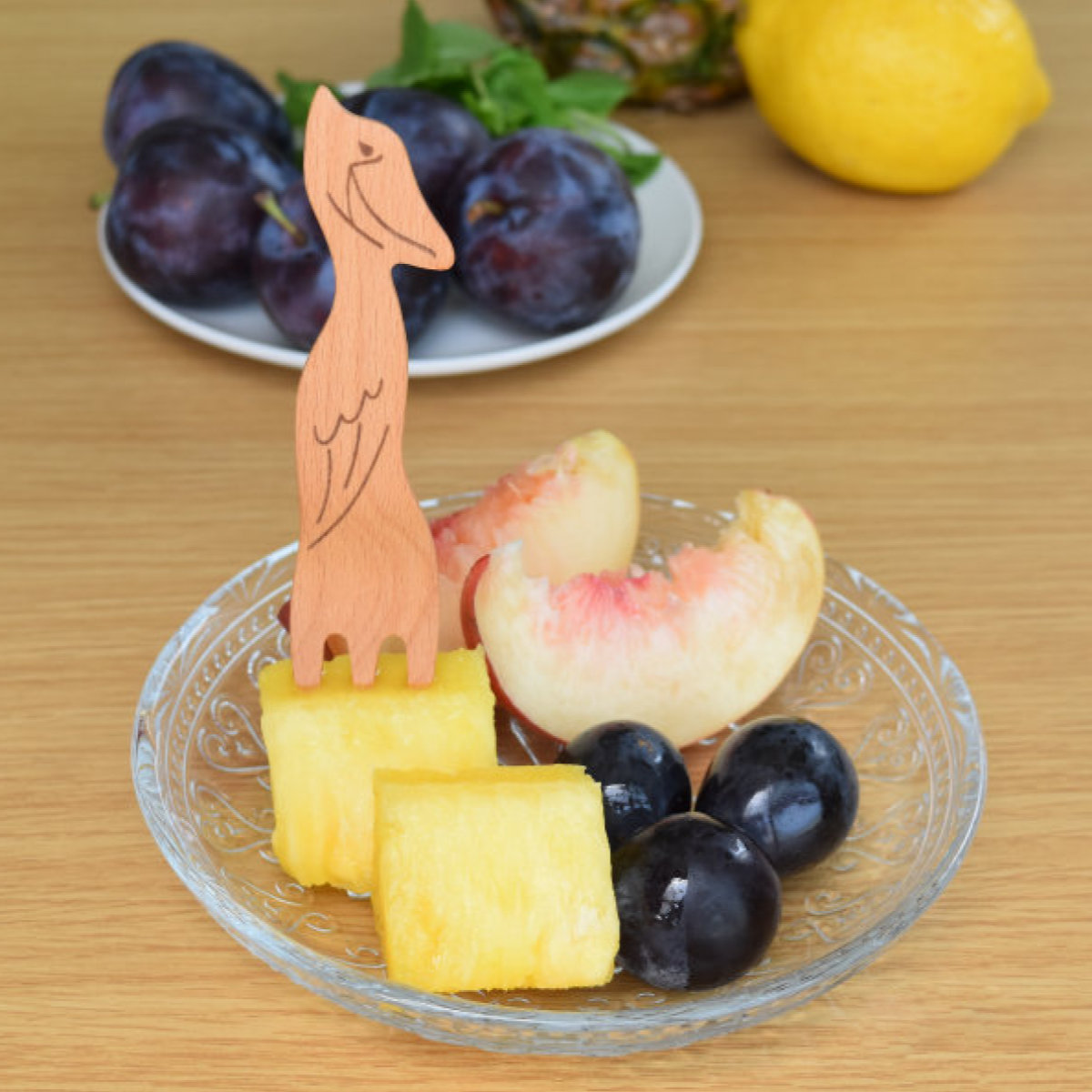 フォーク 11cm 絶滅危惧種の動物フォーク 木製 （ 木製フォーク 木製