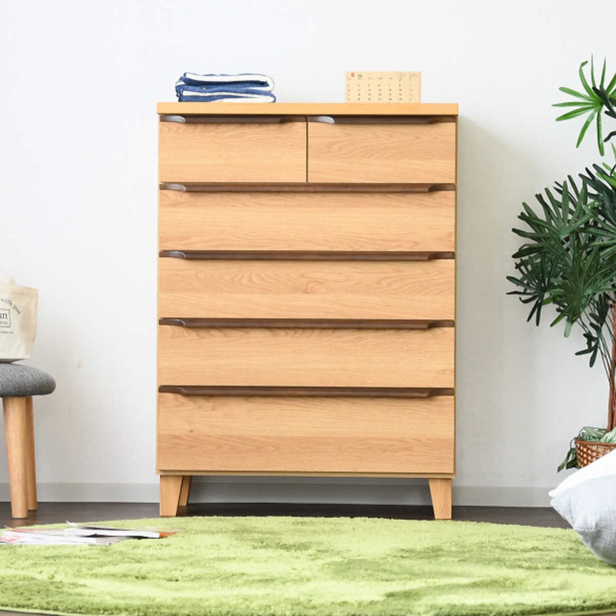 日進木工 スリムチェスト 5段チェスト 収納 整理タンス シンプル 高さ約89cm ☆ PayPay(ペイペイ)決済可能 ☆ 札幌市 白石区 東札幌 ハイチェスト 5段 北欧風モダン 日本製 幅80cm （ チェスト たんす