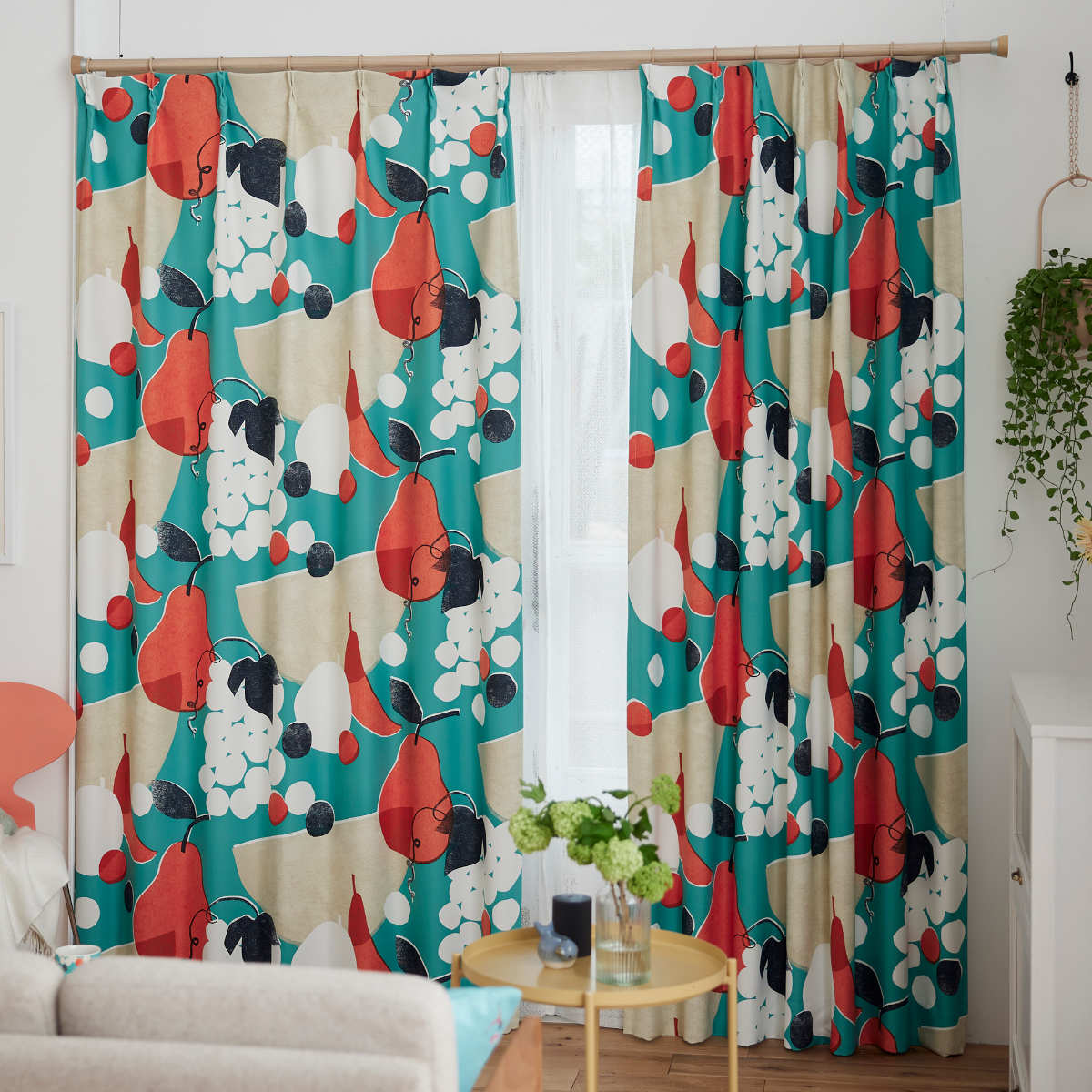 スミノエ カーテン 遮光2級 フルーツフルーツ 100×135cm ドレープ