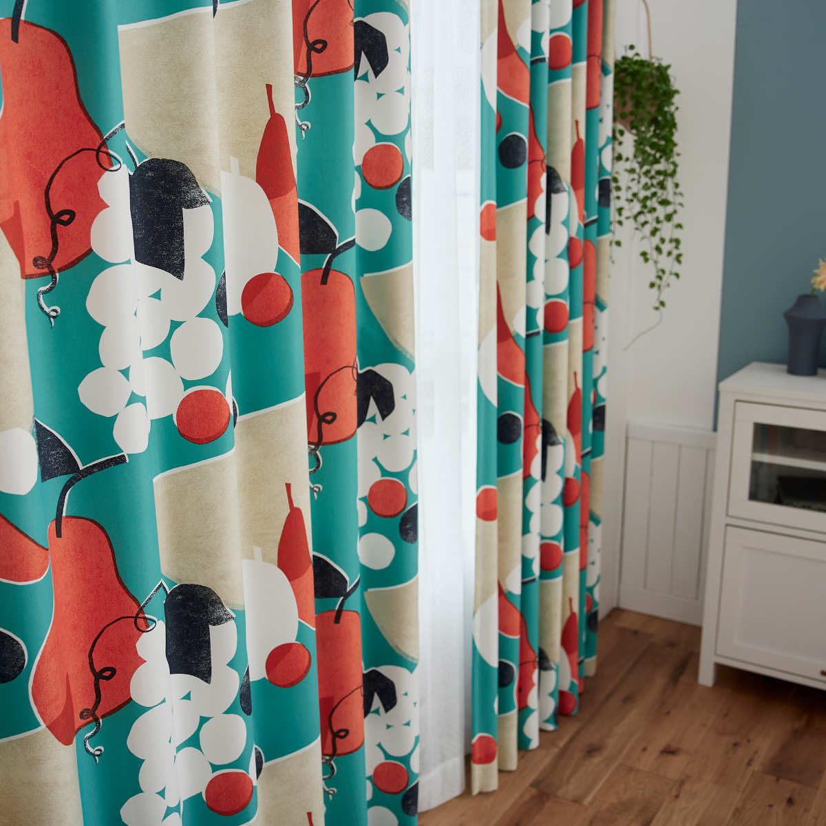 スミノエ カーテン 遮光2級 フルーツフルーツ 100×135cm ドレープ