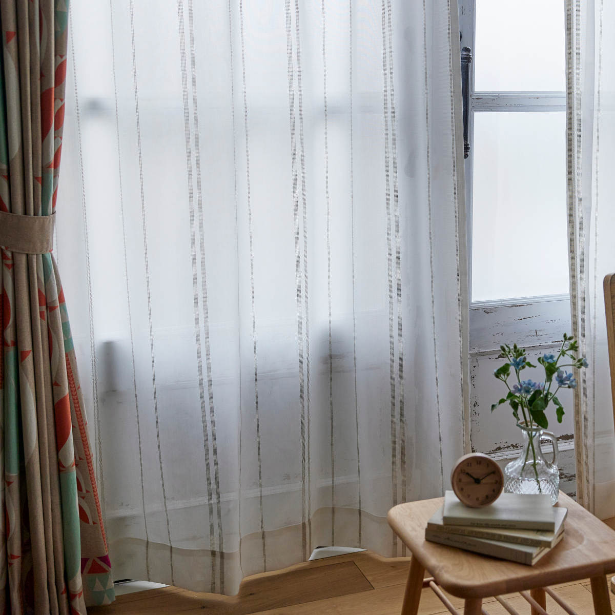 スミノエ レースカーテン ステッチライン 100×198cm 1枚入り シアー