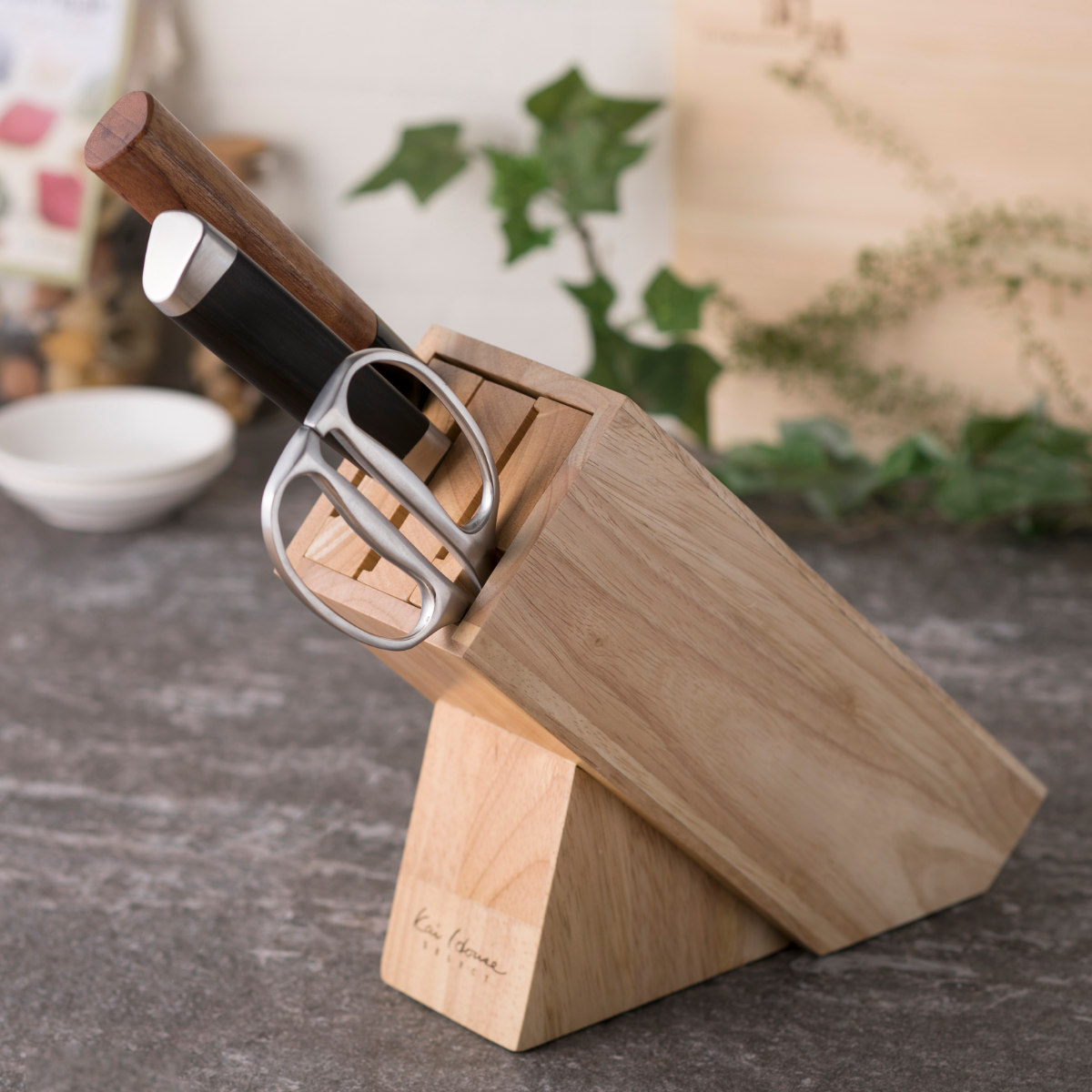 貝印 包丁スタンド 木製 ナイフブロック （ 天然木 分解可能 包丁立て
