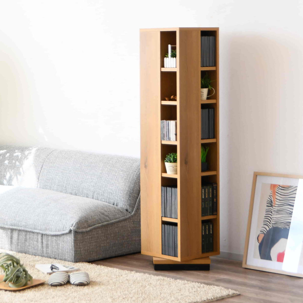 回転コミックラック 6段 日本製 幅35cm （ 本棚 回転式 ラック 棚 収納