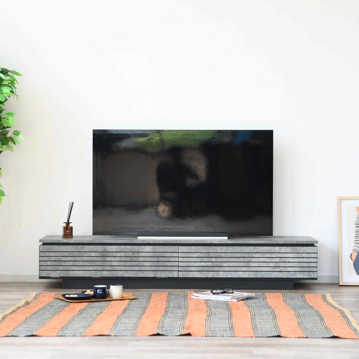 テレビ台 ローボード 石目調 日本製 幅180cm （ TV台 TVボード テレビ