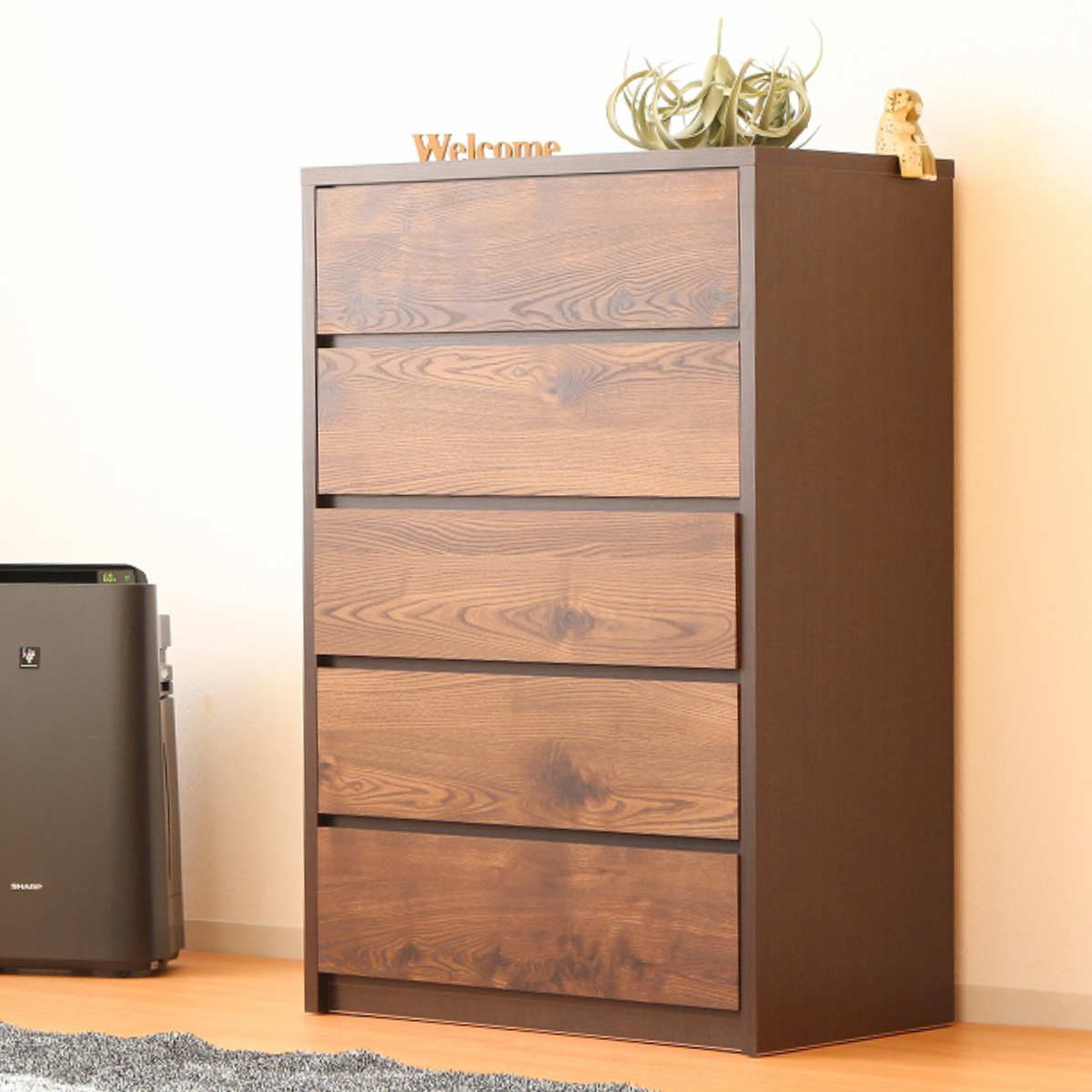 チェスト 幅80cm 5段 ナチュラルモダン 日本製 （ 棚 ラック 引出し