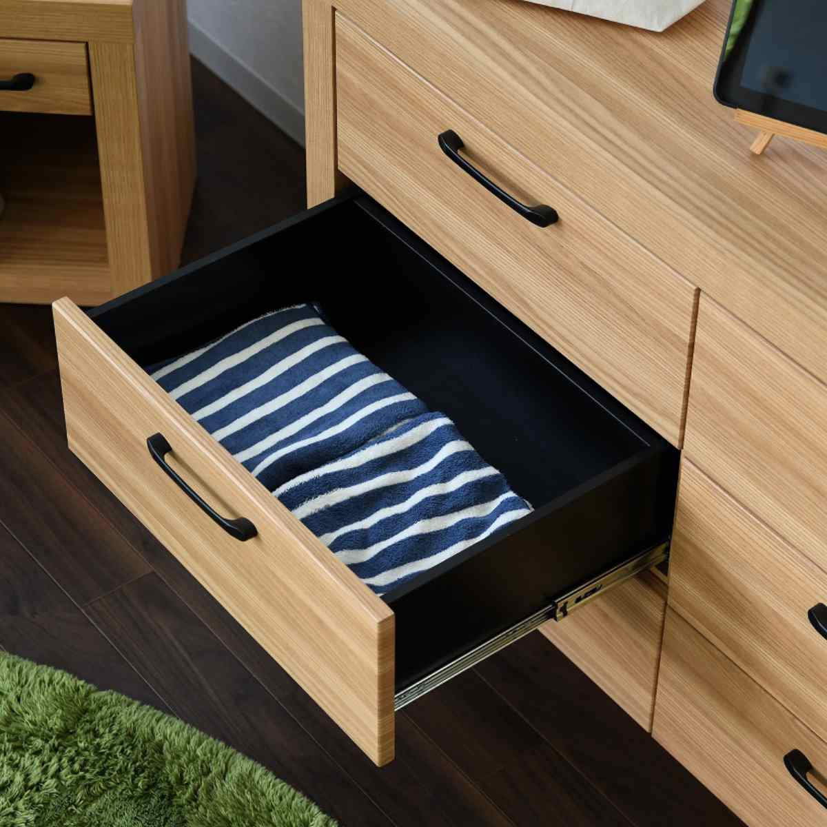 チェスト 3段2列 オーク柄 ナチュラルデザイン 約幅120cm （ ラック