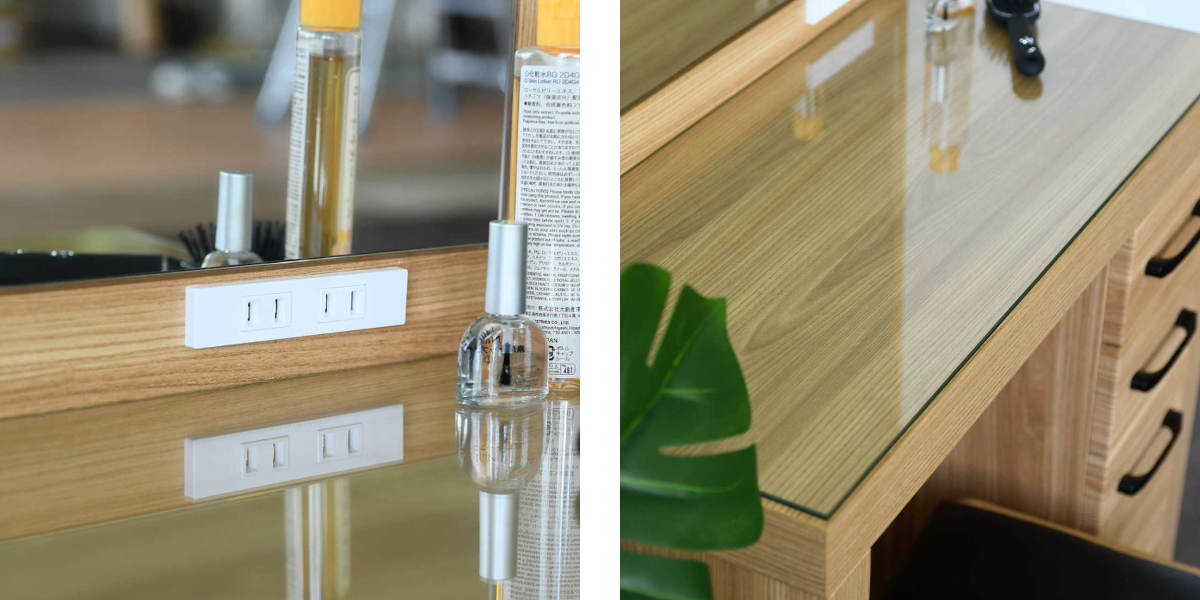 ドレッサー スツール付 オーク柄 ナチュラルデザイン 約幅76cm （ 奥行