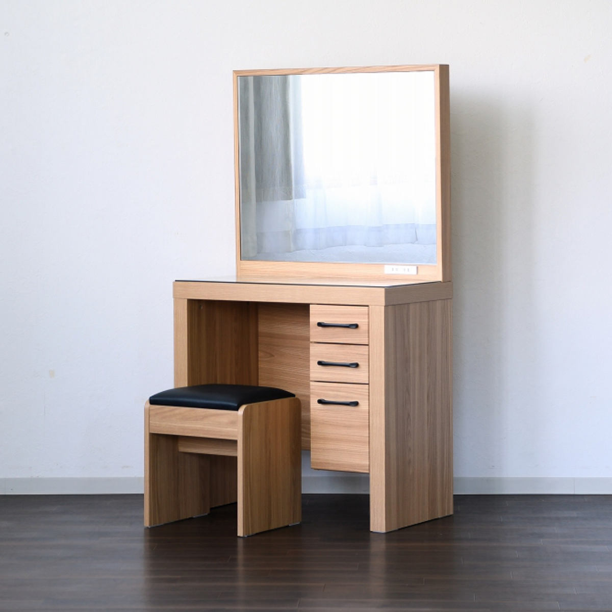 ドレッサー スツール付 オーク柄 ナチュラルデザイン 約幅76cm （ 奥行