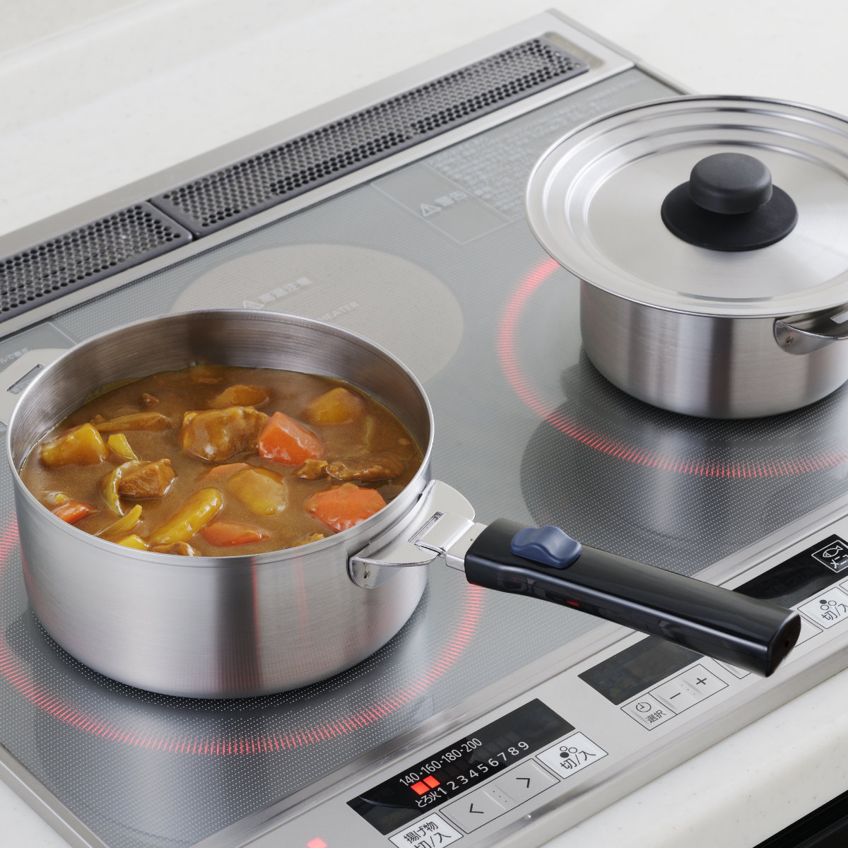 郷技 鍋2点セット 14cm 18cm 着脱式ハンドル付き 蓋付き 日本製 （ IH