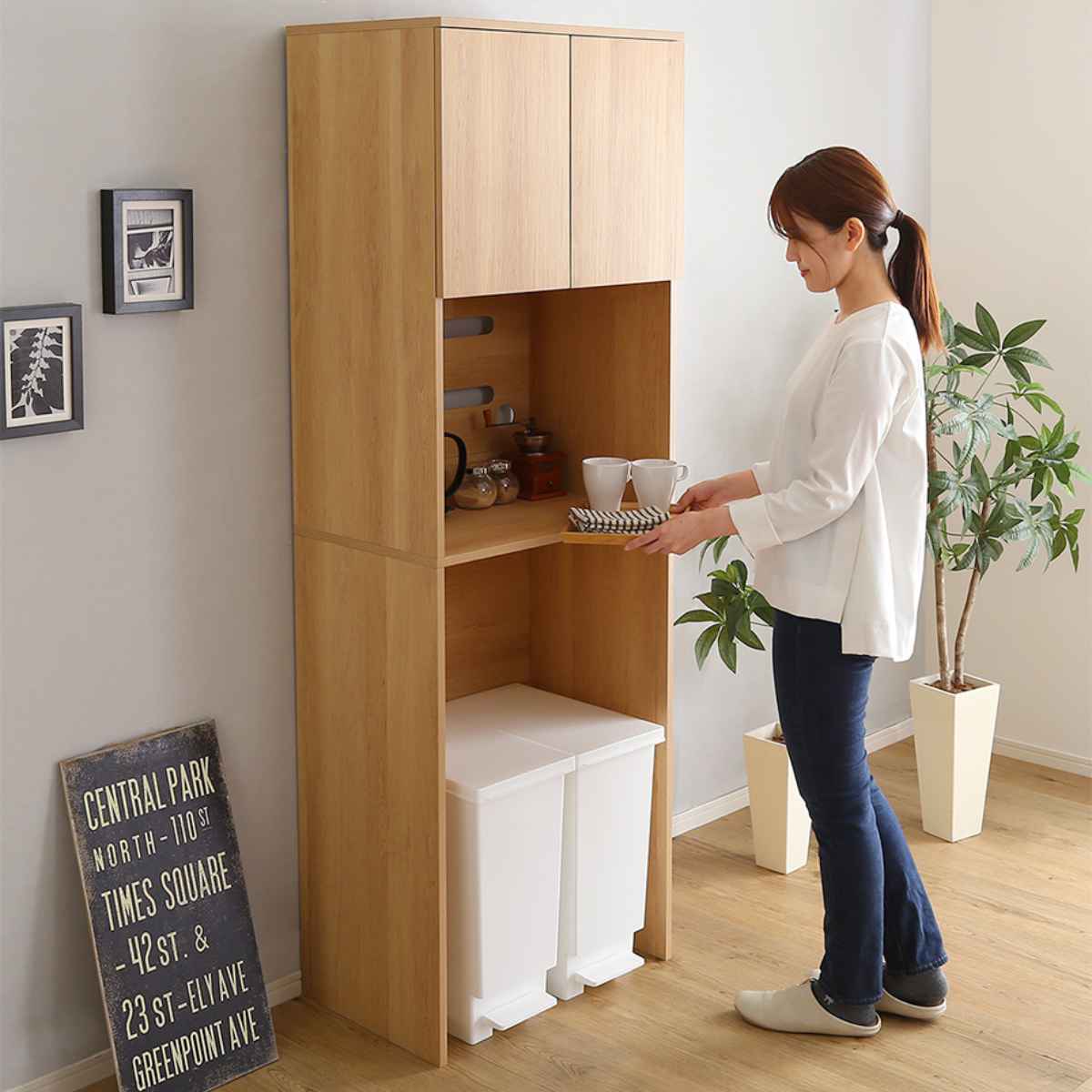 ホームテイスト（HOME taste） ごみ箱上ラック 幅59cm 木製