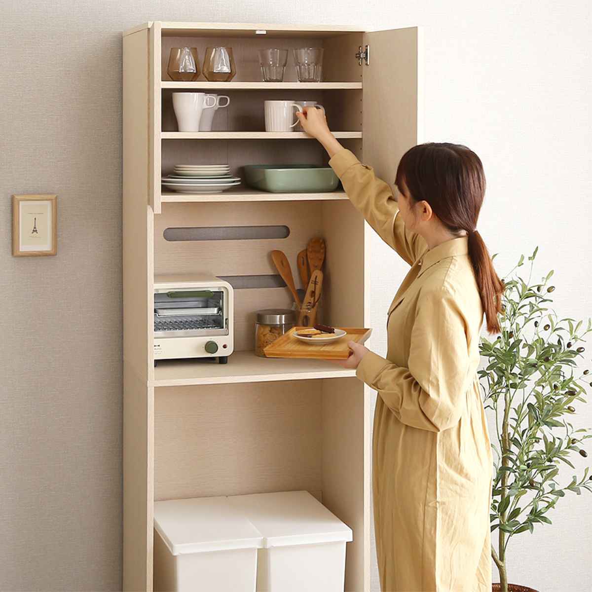 ホームテイスト（HOME taste） ごみ箱上ラック 幅59cm 木製