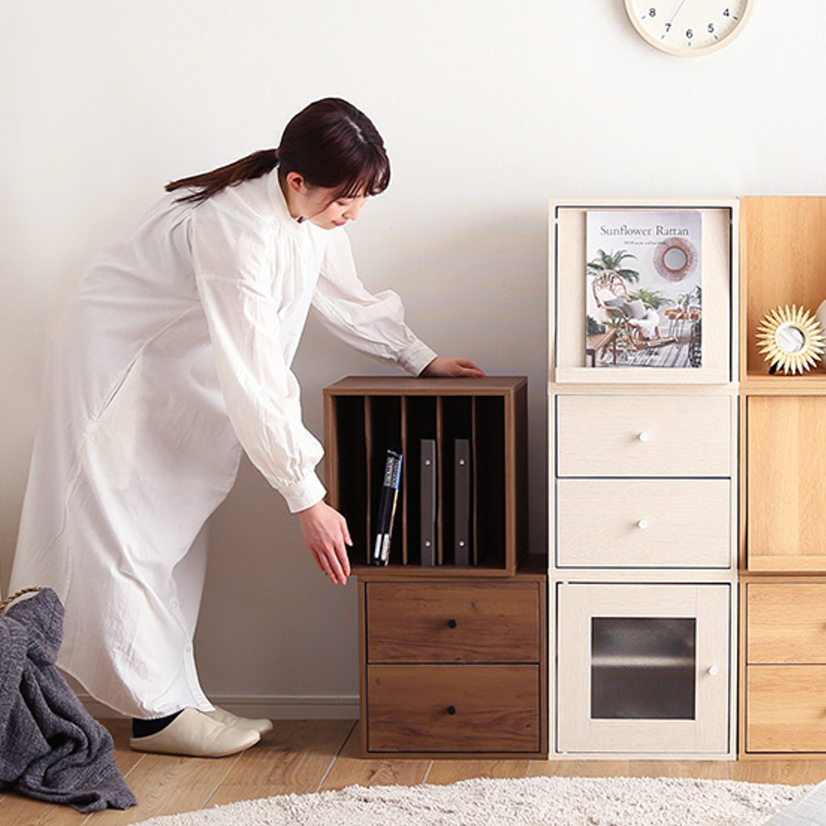 ホームテイスト（HOME taste） キューブラック 幅35cm 書類棚