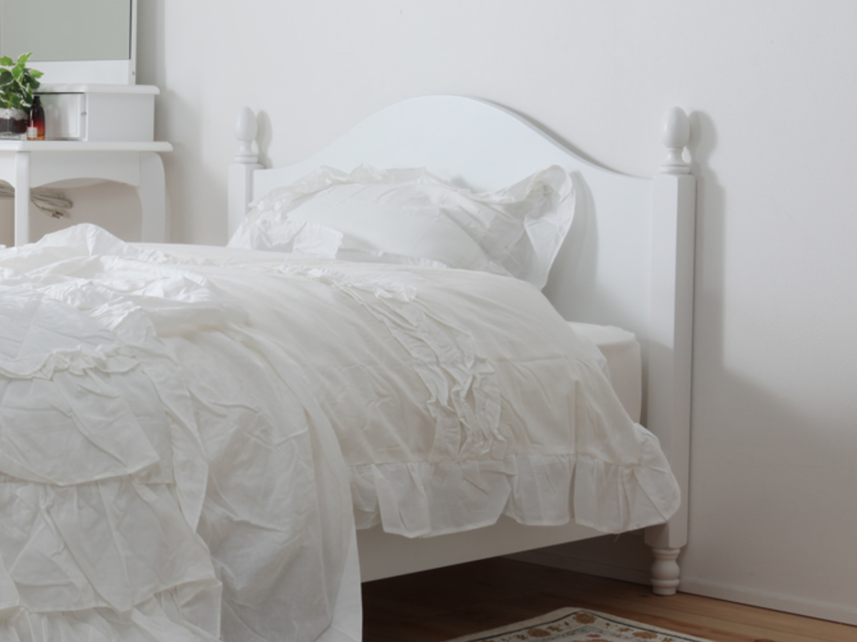 ベッド シングル プリンセスデザイン 姫系 すのこ 簡単組立 （ 白