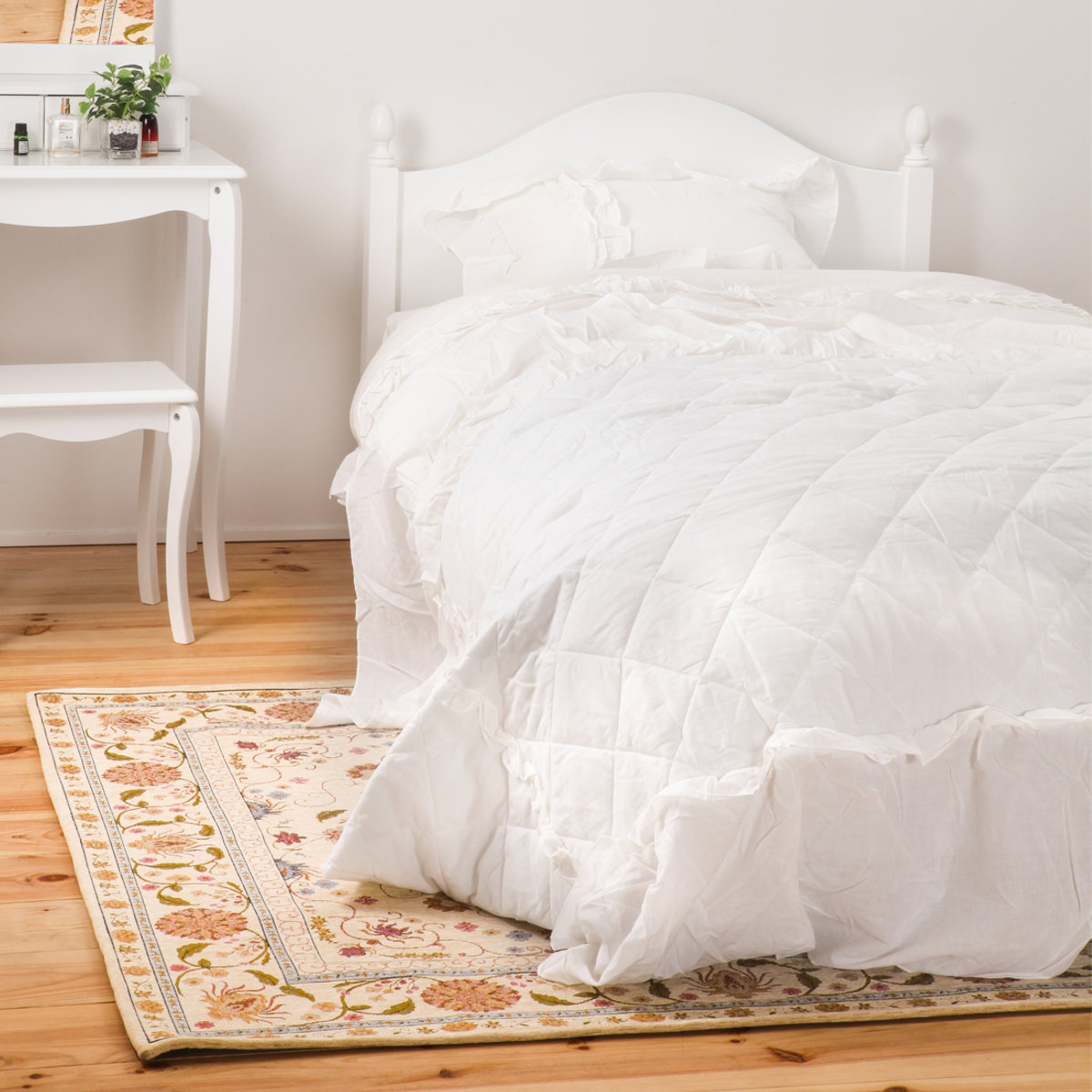 ベッド シングル プリンセスデザイン 姫系 すのこ 簡単組立 （ 白