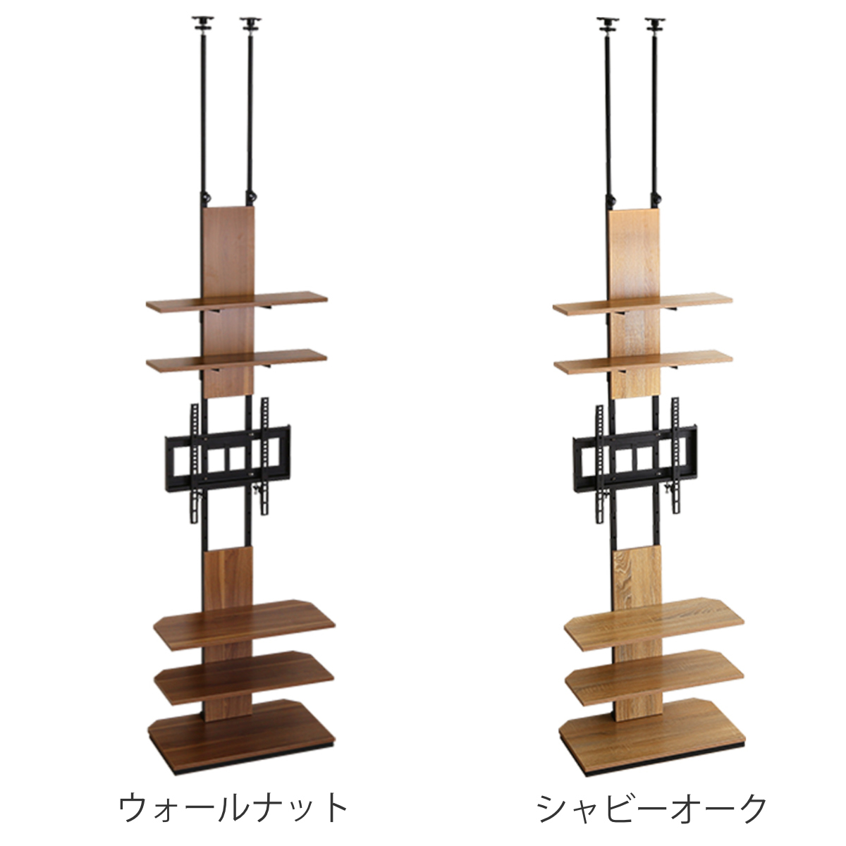 突っ張り テレビスタンド 32〜60インチ対応 高さ200〜260cm （ テレビ台 テレビラック つっぱり 棚 ラック スリム 壁掛け風 ）