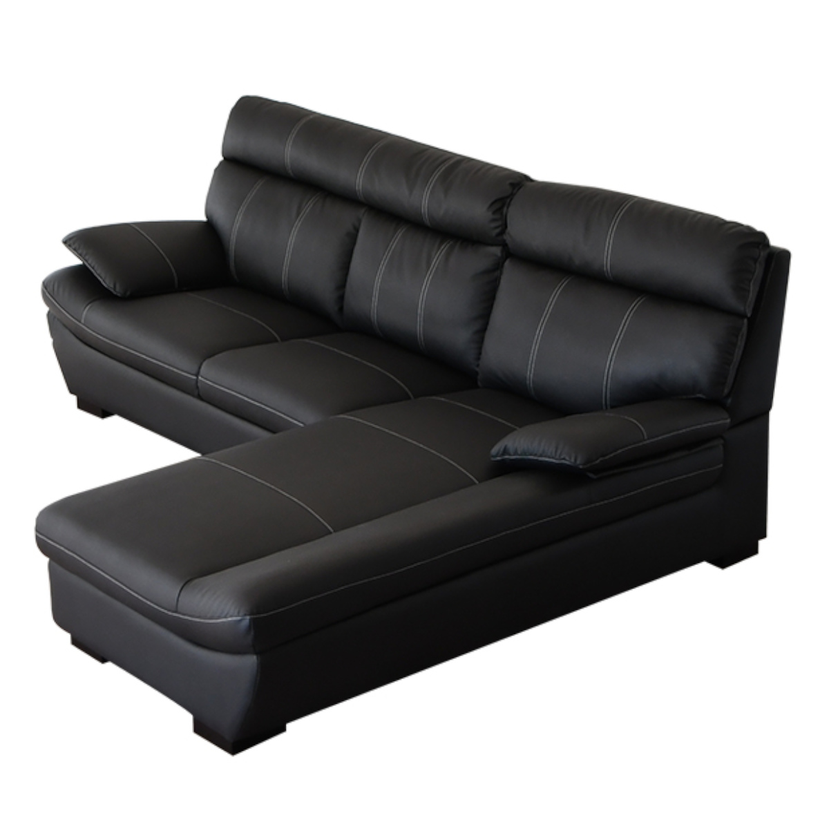 3人掛け カウチソファ　黒 ソファ 3人掛け カウチソファ 左カウチ コルタナ （ 開梱設置 L字