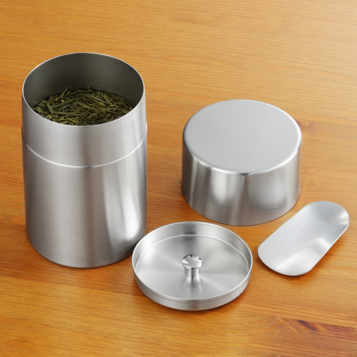 茶筒 400ml 郷技 ステンレス茶筒 茶箕付き ( ステンレス 日本製 お茶容器 茶葉容器 保存容器 保存缶 茶缶 お茶缶 キャニスター 保存 容器 ) 関連画像3