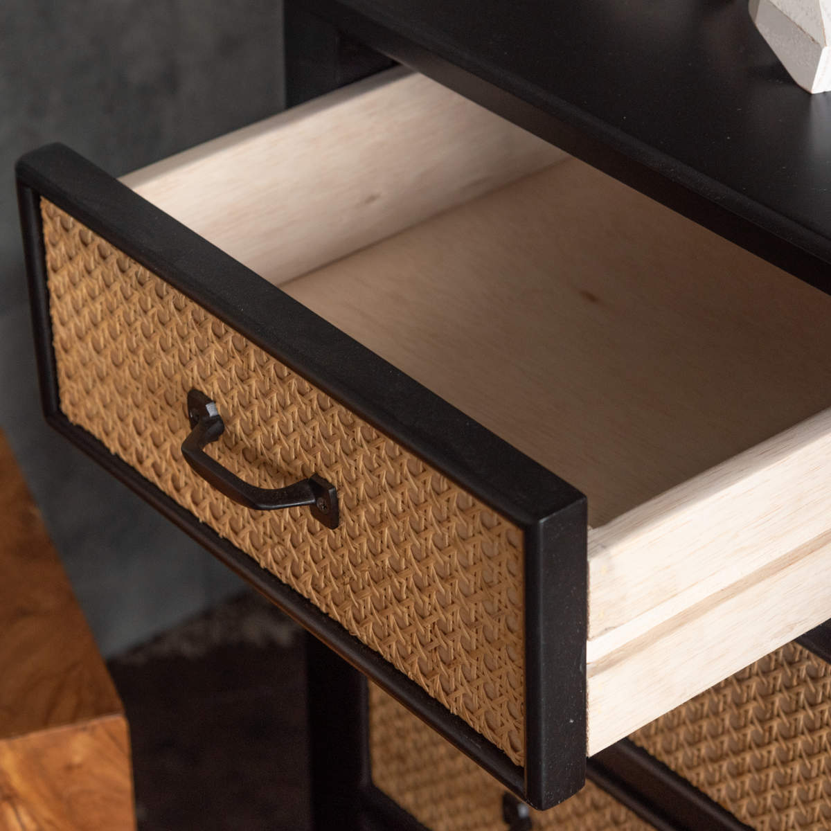 東谷 チェスト 4段5杯 エスニック調 ラタン張り 幅80cm （ 収納 引出し