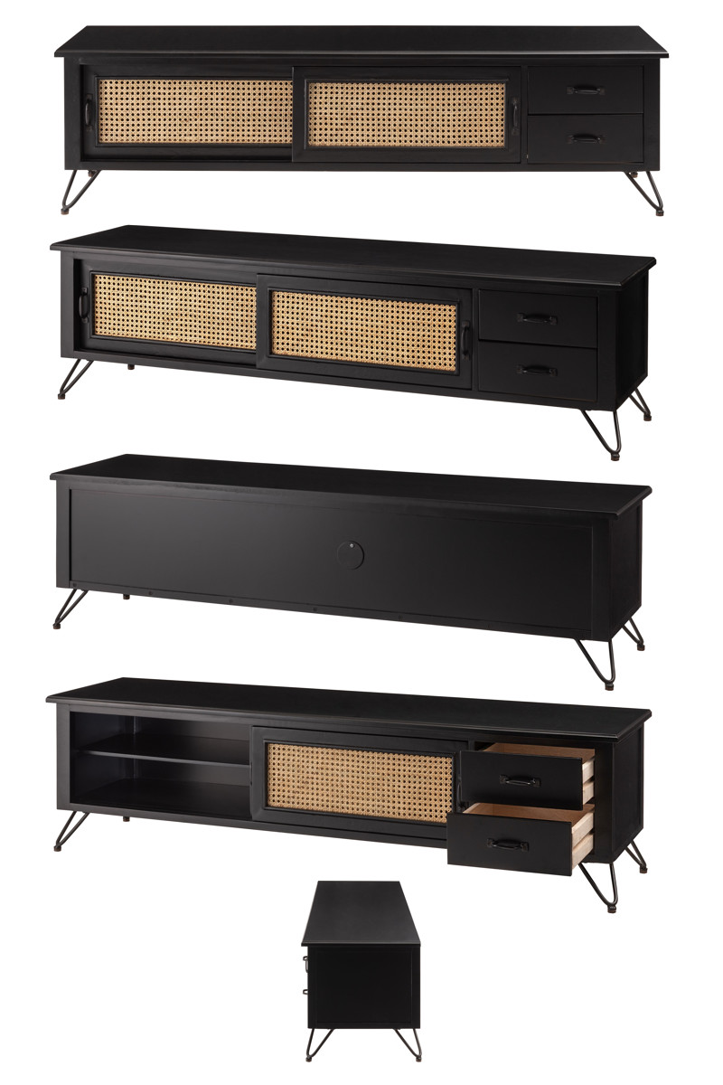 東谷 TVボード エスニック調 ラタン張り 幅150cm （ TV台 収納 家具