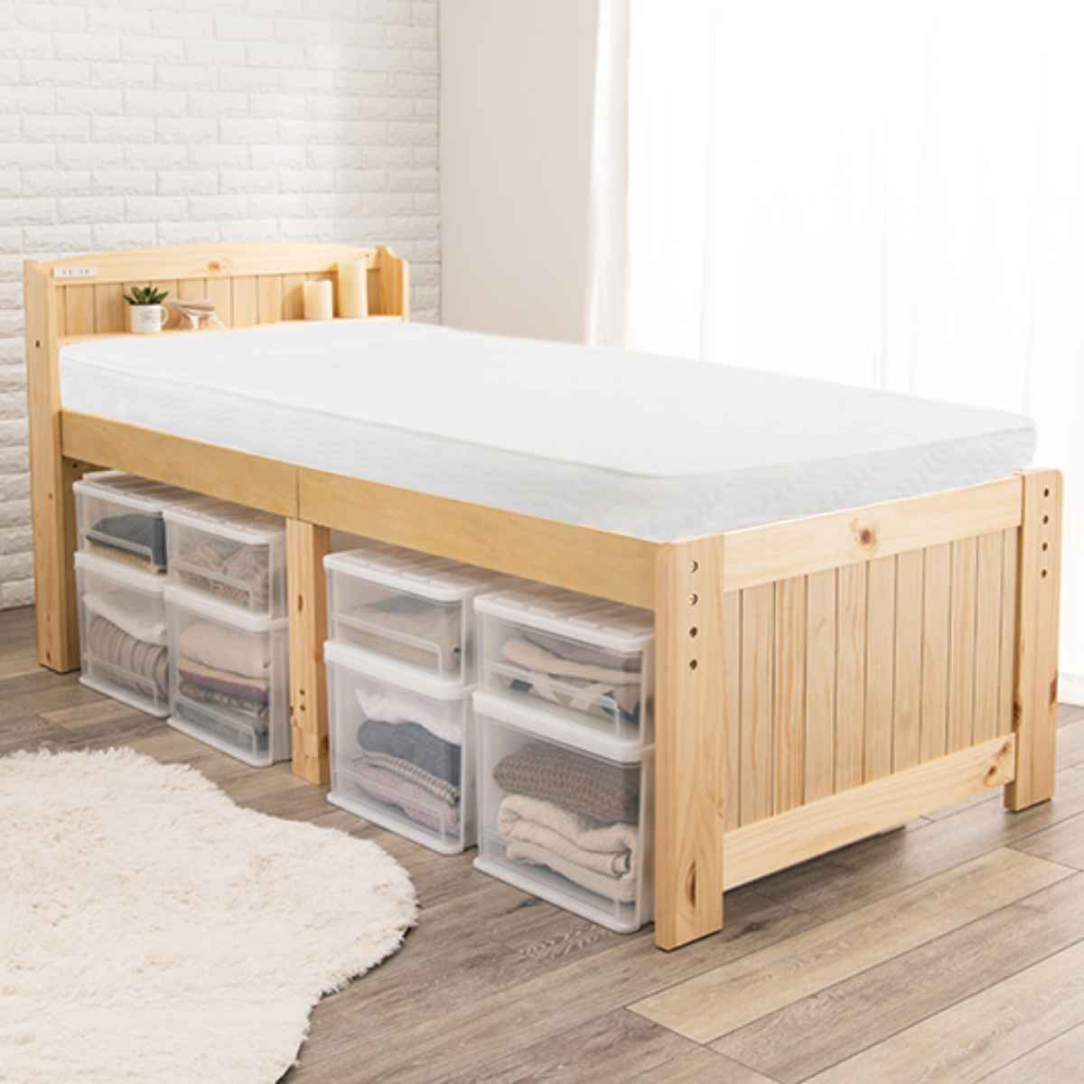 HAGiHARA（萩原） マットレス付ベッド シングル ボンネルコイル