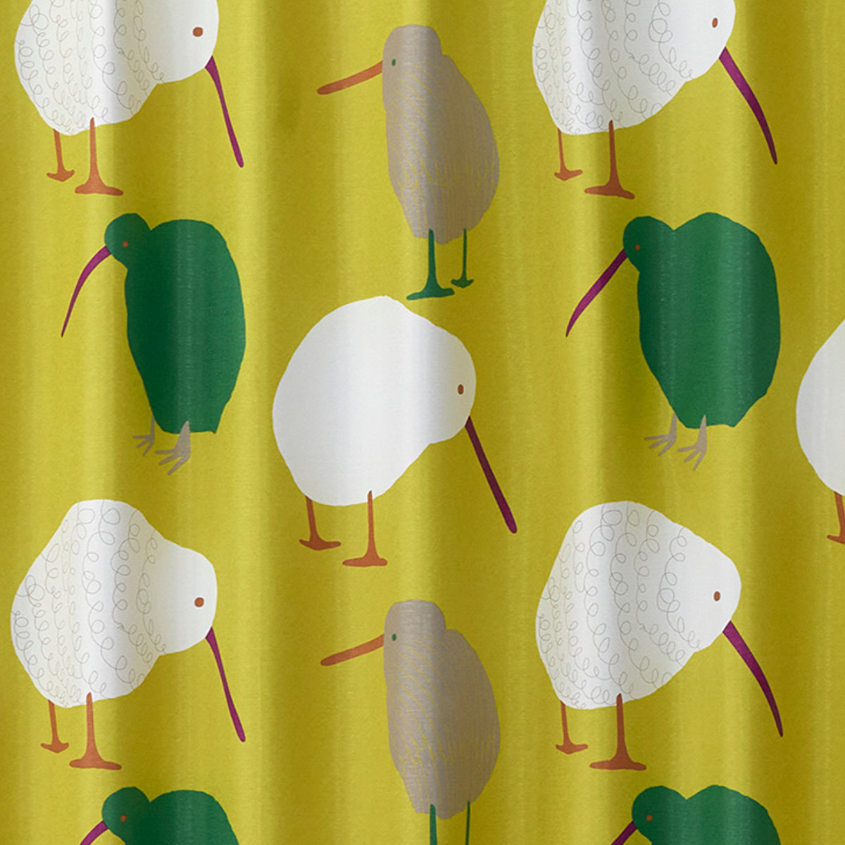 スミノエ カーテン 遮光2級 テクテクキーウィ 100×135cm 形状記憶加工