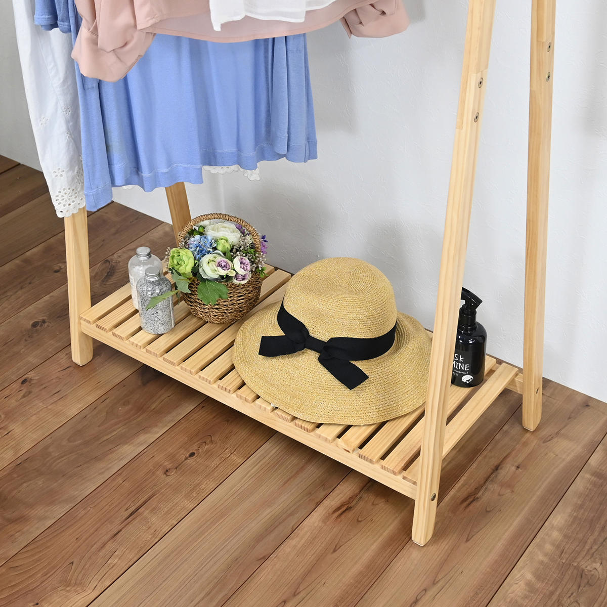 専用　特注フルオーダー　古材　ハンガーラック　無垢材　12/07まで出品予定 フクダクラフト ハンガーラック Z型 スチールフレーム 幅79cm