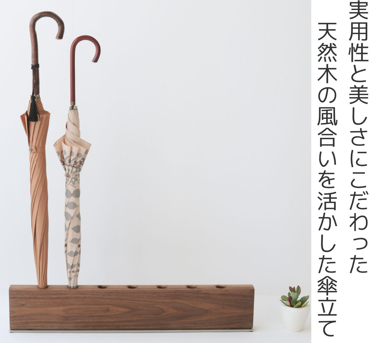 傘立て SOLID 7穴タイプ 天然木 ステンレス （ アンブレラスタンド