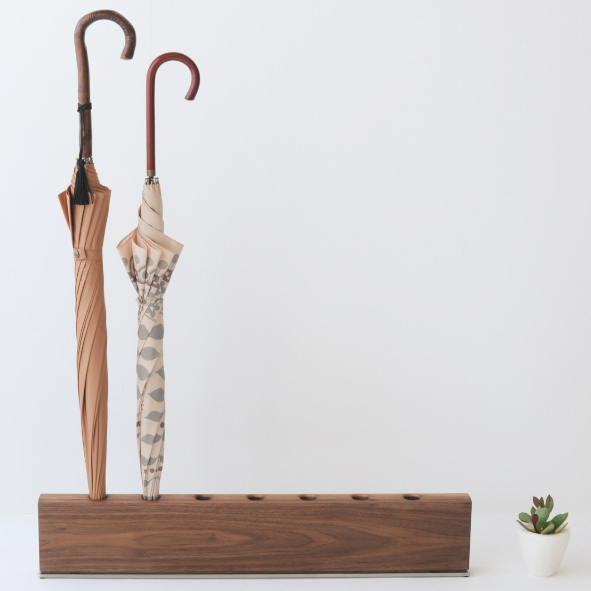 傘立て SOLID 7穴タイプ 天然木 ステンレス （ アンブレラスタンド