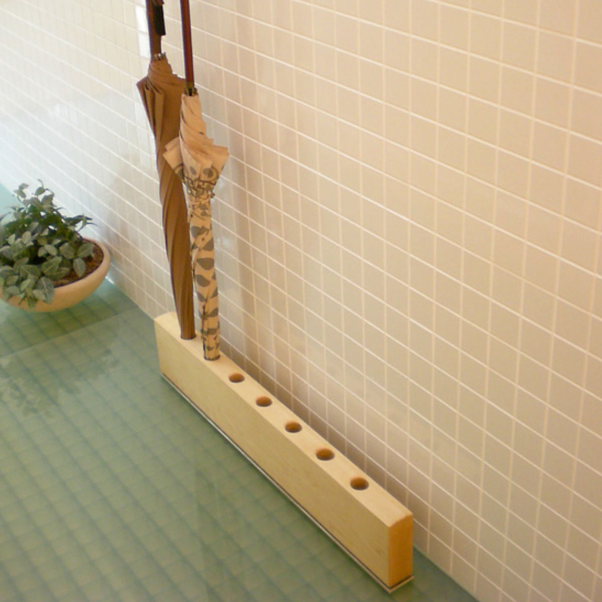 傘立て SOLID 7穴タイプ 天然木 ステンレス （ アンブレラスタンド