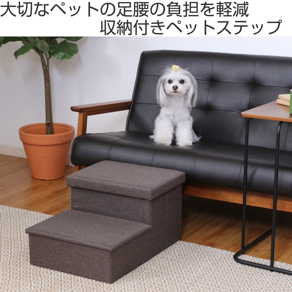 不二貿易（Fuji Boeki） ドッグステップ 収納付きペットステップ 2段