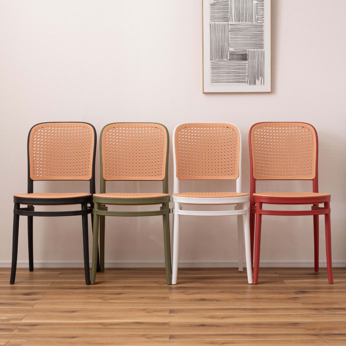 東谷 スタッキングチェア ラタン調 座面高46cm 軽量 （ 椅子