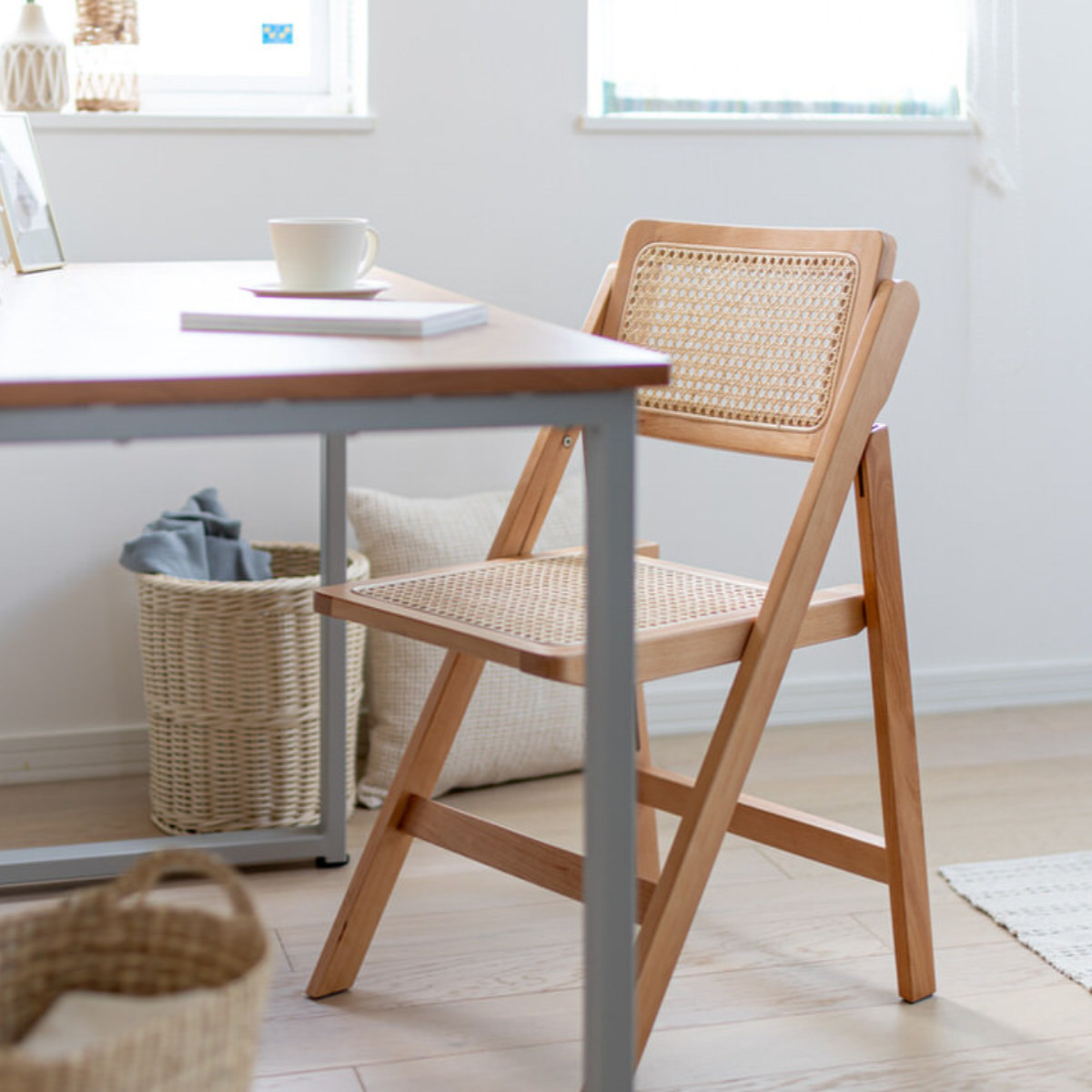 joker　様　売約済　ラタン　ウッド　フォールディング　チェア joker 様 売約済 ラタン ウッド フォールディング チェア